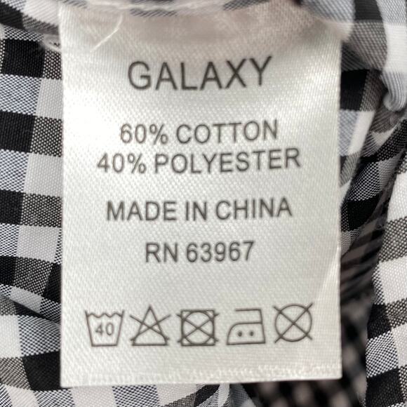 GALAXY BY HARVIC NWT Men's Plaid Long Sleeve Button Shirt Black White Medium - Picture 6 of 6